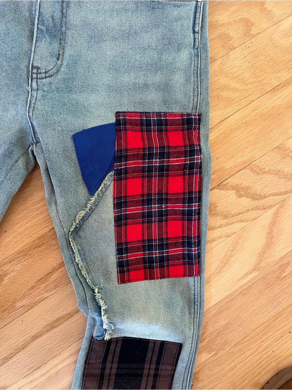 RÊVES PARIS Patchwork Carpenter Jeans | Double Knee Distressed | Size 30 - Picture 5 of 14